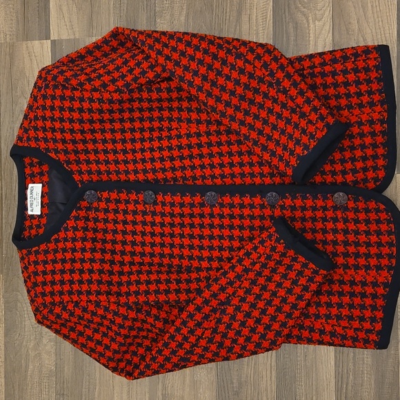Alfred Dunner Blazer Woman's Size 10 Houndstooth Red and Black - Picture 4 of 12